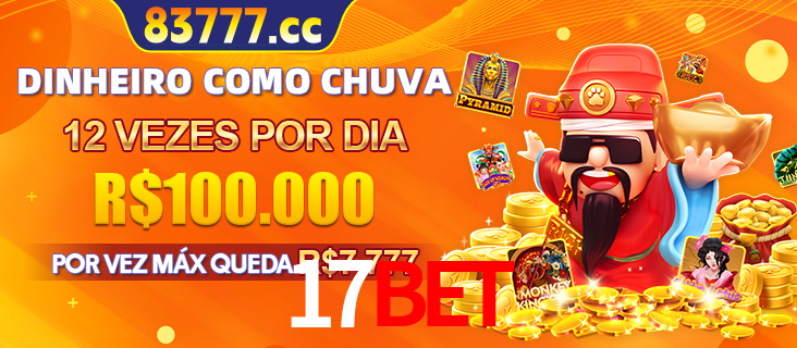 Banner do programa de recompensas Recomende para amigos do 17bet, detalhando os bônus por convidar amigos, com prêmios que chegam a R$288.888.