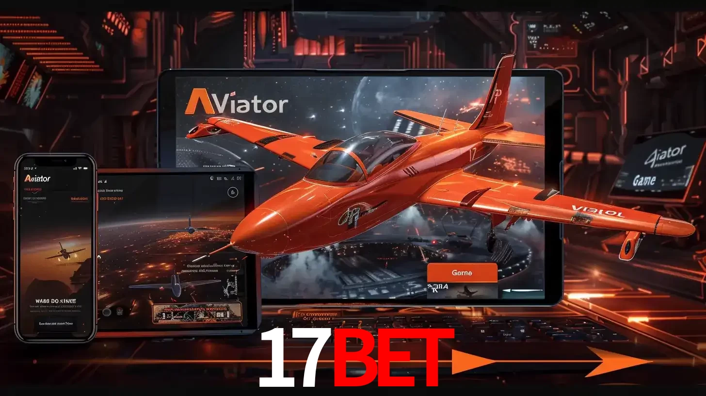 Apresentação tecnológica do jogo Aviator com um avião saindo da tela de um tablet, demonstrando a experiência imersiva em múltiplos dispositivos no 17bet.