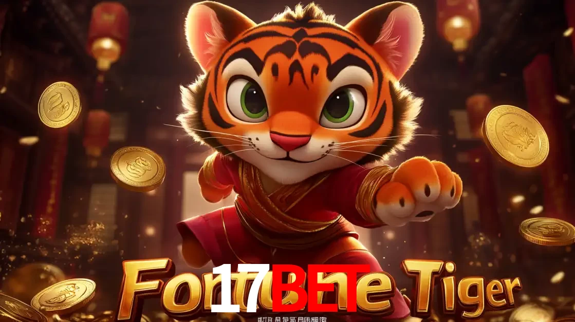 O carismático mascote do jogo de slot Fortune Tiger, um tigre fofo em pose de artes marciais, pronto para trazer sorte e multiplicadores de ganhos no cassino online 17bet.